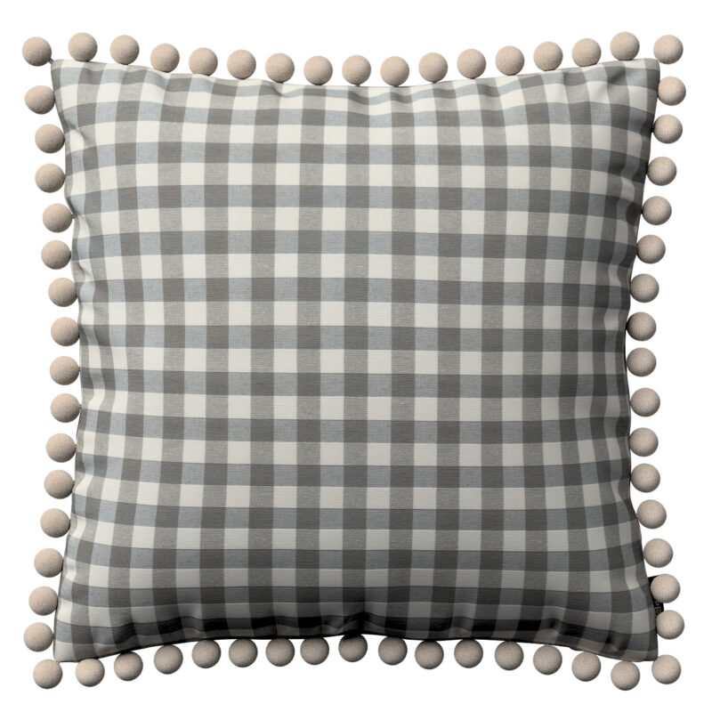 Viera s brmbolcami, sivo-biele káro, 45 x 45 cm, Quadro, 136-11 Viera s brmbolcami, sivo-biele káro, 45 x 45 cm, Quadro, 136-11