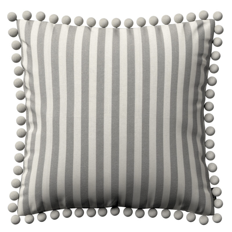 Viera s brmbolcami, sivo-biele prúžky, 45 x 45 cm, Quadro, 136-12 Viera s brmbolcami, sivo-biele prúžky, 45 x 45 cm, Quadro, 136-12