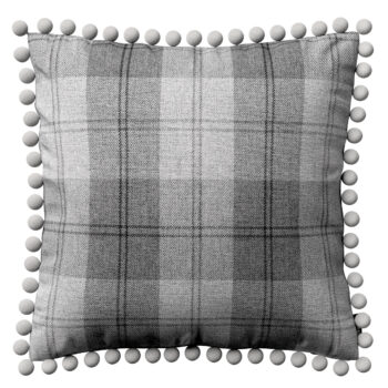 Viera s brmbolcami, sivo - grafitové káro, 45 x 45 cm, Edinburg, 115-75