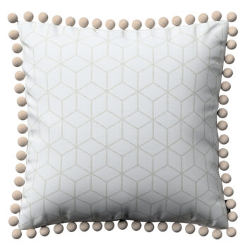 Viera s brmbolcami, vzor kocky na bielom podklade, 45 x 45 cm, Sunny, 143-51