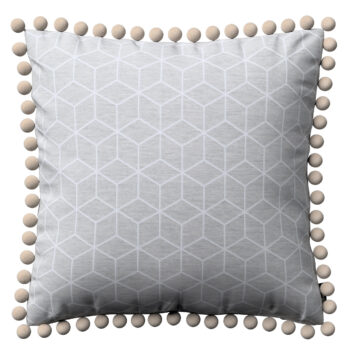 Viera s brmbolcami, vzor kocky na sivom podklade, 45 x 45 cm, Sunny, 143-50