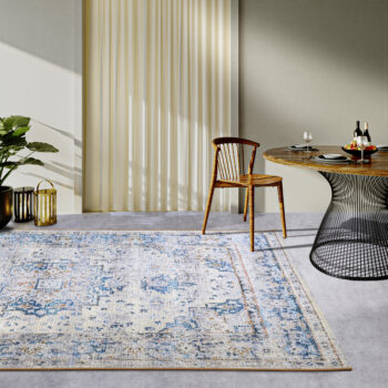 Villeroy & Boch, Kusový koberec Villeroy & Boch 106064 Cream, Blue – na von aj na doma, 120x180, modrá, chodba / predsieň
