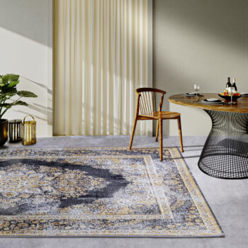 Villeroy & Boch, Kusový koberec Villeroy & Boch 106065 Antracite, Gold – na von aj na doma, 120x180, žltá, chodba / predsieň