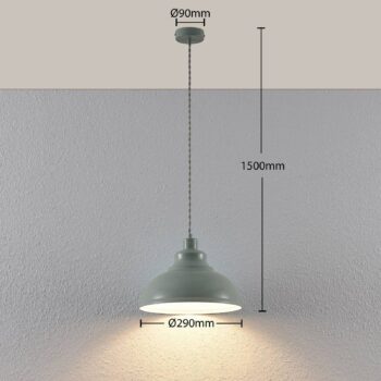 Vintage závesná lampa Albertine, kov, bledomodrá