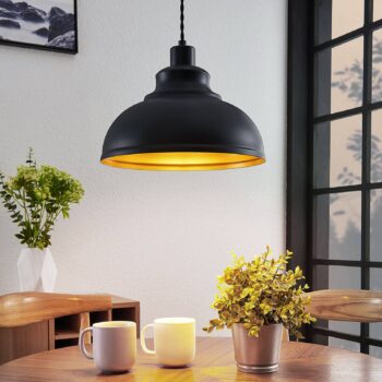 Vintage závesná lampa Albertine, kovová, čierna