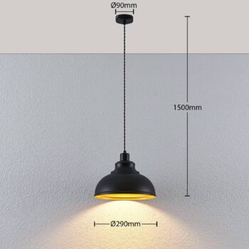 Vintage závesná lampa Albertine, kovová, čierna