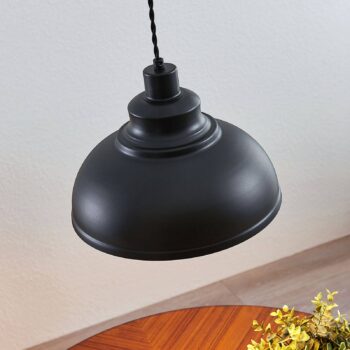 Vintage závesná lampa Albertine, kovová, čierna