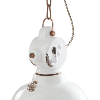 Vintage závesná lampa C1745, kužeľovitá, biela