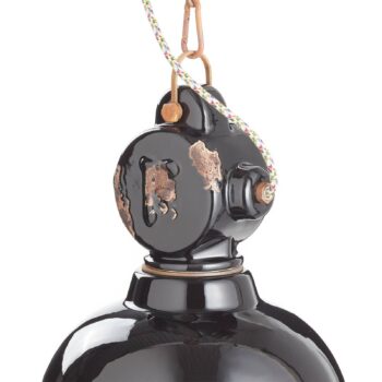 Vintage závesná lampa C1745, kužeľovitá, čierna