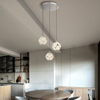 Virina LED závesné svietidlo, Ø 42 cm, transparentné, krištáľové, 3-pl