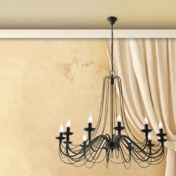 Visiaci luster Antonina, čierny, 12-plameňový