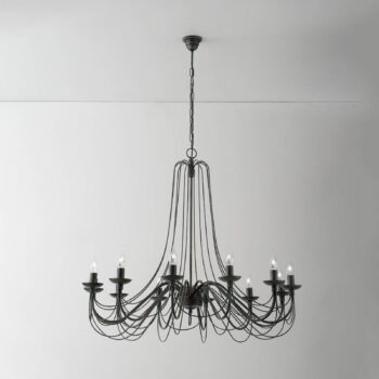 Visiaci luster Antonina, čierny, 12-plameňový
