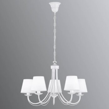 Visiaci luster Cortez, biely, 5-plameňový