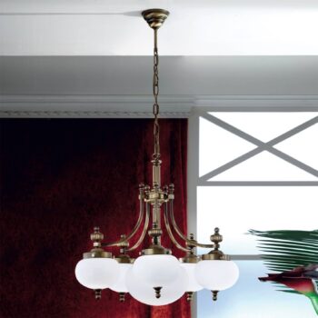 Visiaci luster Delia starožitná mosadz 6-plameňový