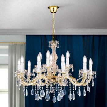 Visiaci luster Dolores s krištáľmi, 15-plameňový
