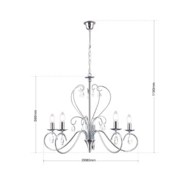 Visiaci luster Fioretto s krištáľmi Asfour 5-pl.