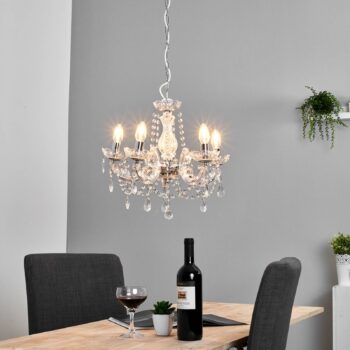 Visiaci luster Marie Therese, chróm, 5-plameňový