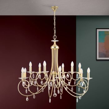 Visiaci luster Violetta zlatý, 12-plameňový