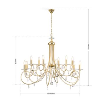 Visiaci luster Violetta zlatý, 12-plameňový