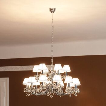 Visiaci luster krištáľový dizajn, 18-pl., chróm