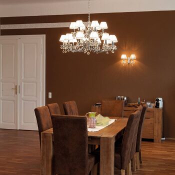 Visiaci luster krištáľový dizajn, 18-pl., chróm