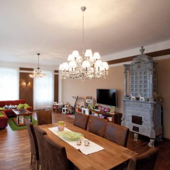 Visiaci luster krištáľový dizajn, 18-pl., chróm