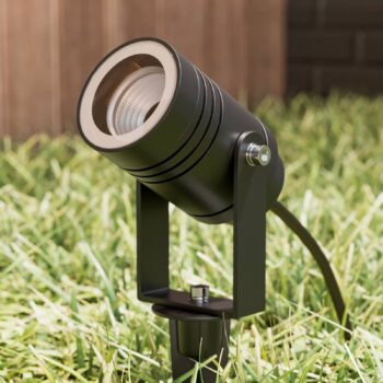 Vonkajší reflektor Lucande Galina, zemný hrot, zástrčka, sivá, 11 cm