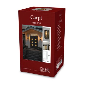 Vonkajšia nástenná lampa Carpi, čierna, šírka 12,5 cm
