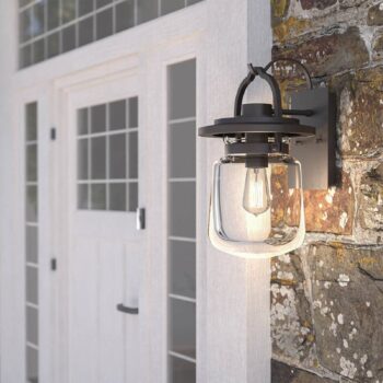 Vonkajšia nástenná lampa Lasalle, čierna/čierna, výška 39,3 cm