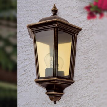 Vonkajšia nástenná lampa Puchberg, čierno-zlatá