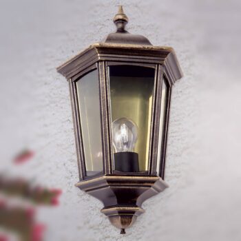 Vonkajšia nástenná lampa Puchberg, čierno-zlatá