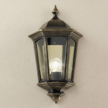 Vonkajšia nástenná lampa Puchberg, čierno-zlatá