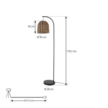 Vonkajšia stojacia lampa Lindby Taryn, hnedá, plast, IP44 172cm