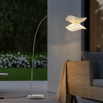 Vonkajšia stojacia lampa Lindby Valdorin, béžová, 199 cm, IP44