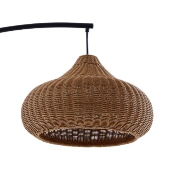 Vonkajšia stojacia lampa Lucande Taniola, béžová, ratan, 195 cm, IP44