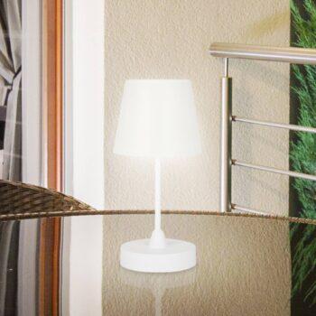 Vonkajšia stolová lampa LED Campi, dobíjateľná batéria, stmievanie, biela