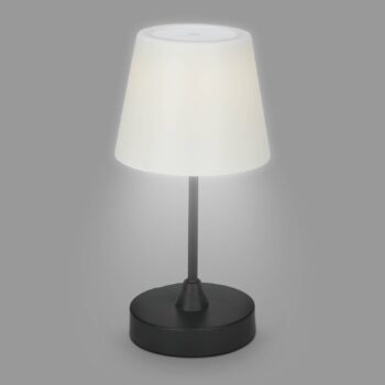Vonkajšia stolová lampa LED Campi, dobíjateľná batéria, stmievanie, čierna