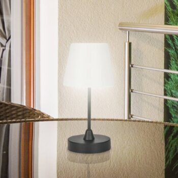 Vonkajšia stolová lampa LED Campi, dobíjateľná batéria, stmievanie, čierna