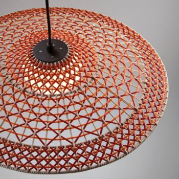 Vonkajšia závesná lampa Bover LED Nans Balis S/55, hnedá/červená