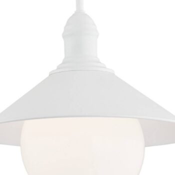 Vonkajšia závesná lampa Enduro, biela, oceľ, sklo, IP44, E27