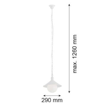 Vonkajšia závesná lampa Enduro, biela, oceľ, sklo, IP44, E27