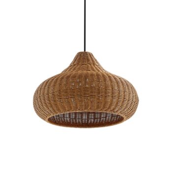 Vonkajšia závesná lampa Lucande Taniola, 2-pl., béžová, ratan, IP44