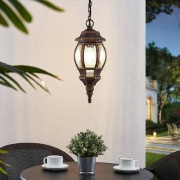 Vonkajšia závesná lampa Nadesha zlaté brúsené