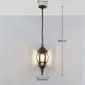 Vonkajšia závesná lampa Nadesha zlaté brúsené