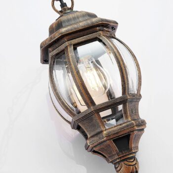 Vonkajšia závesná lampa Nadesha zlaté brúsené
