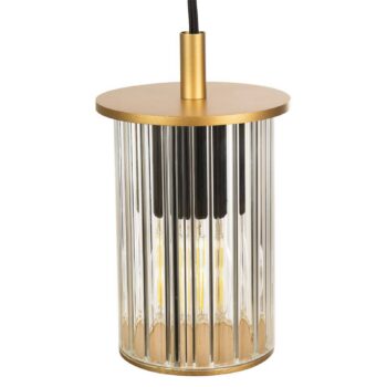 Vonkajšia závesná lampa Nora, zlatá/transparentná, IP44, sklo