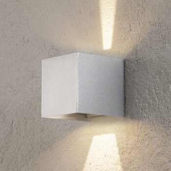 Vonkajšie LED svietidlo Cube up/down 10 cm hliník