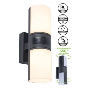 Vonkajšie nástenné LED Cyra, 2-pl., snímač