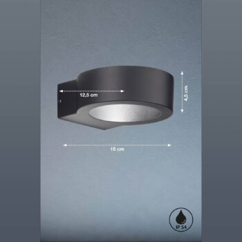 Vonkajšie nástenné LED Torres, okrúhle, čierna