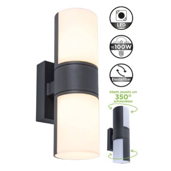 Vonkajšie nástenné LED svietidlo Cyra, 2-plameňové